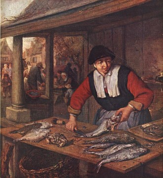  Ola Pintura al %C3%B3leo - La pescadora pintores de género holandeses Adriaen van Ostade